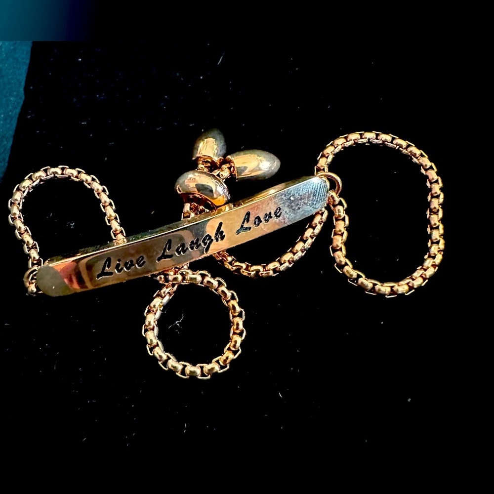 Rose Gold Tone 'Live Laugh Love' Bracelet